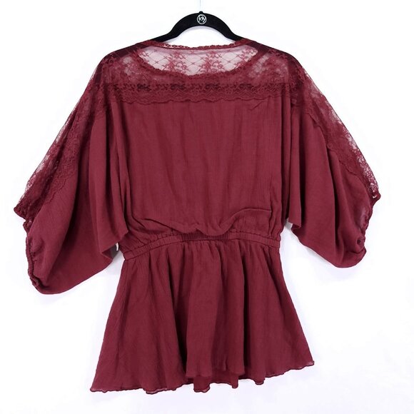 Free People Rare Vintage Leaf Tag Womens Tunic Top Size Small Lace Trim Y2K - Picture 2 of 15